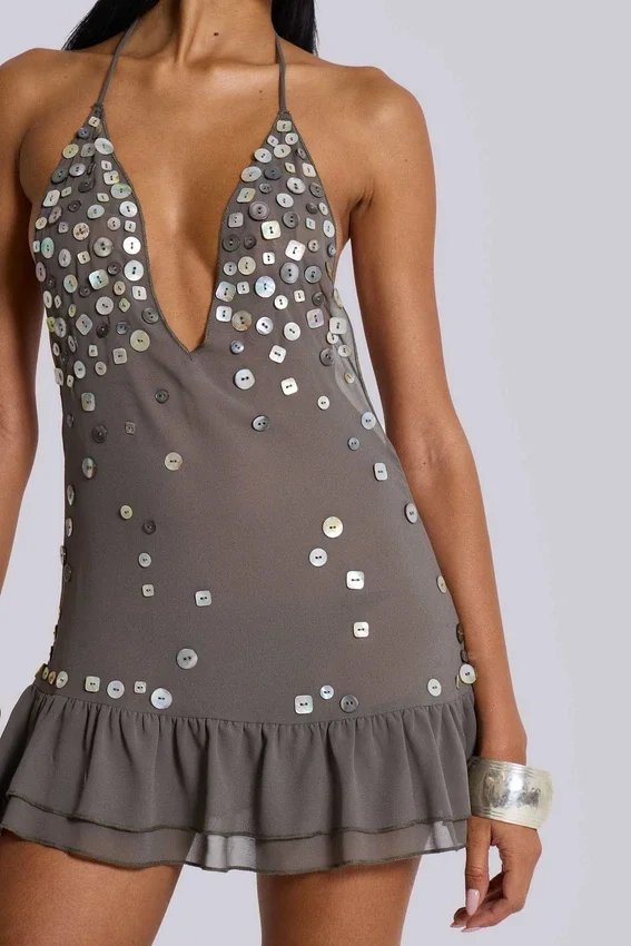 Minivestido «Button Me Up» en gris