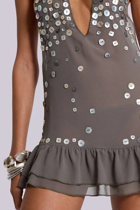 Minivestido «Button Me Up» en gris
