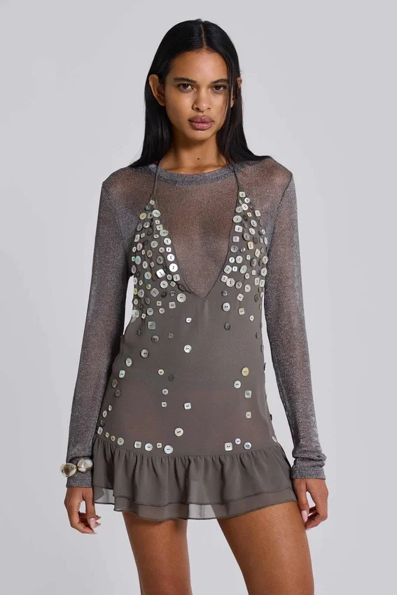 Minivestido «Button Me Up» en gris