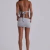 Minivestido con aberturas Anora en gris jaspeado