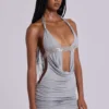 Minivestido con aberturas Anora en gris jaspeado