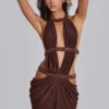 Minivestido con aberturas de 6AM en color cacao