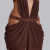 Minivestido con aberturas de 6AM en color cacao