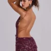 Minivestido con adornos de Ellora en color vino