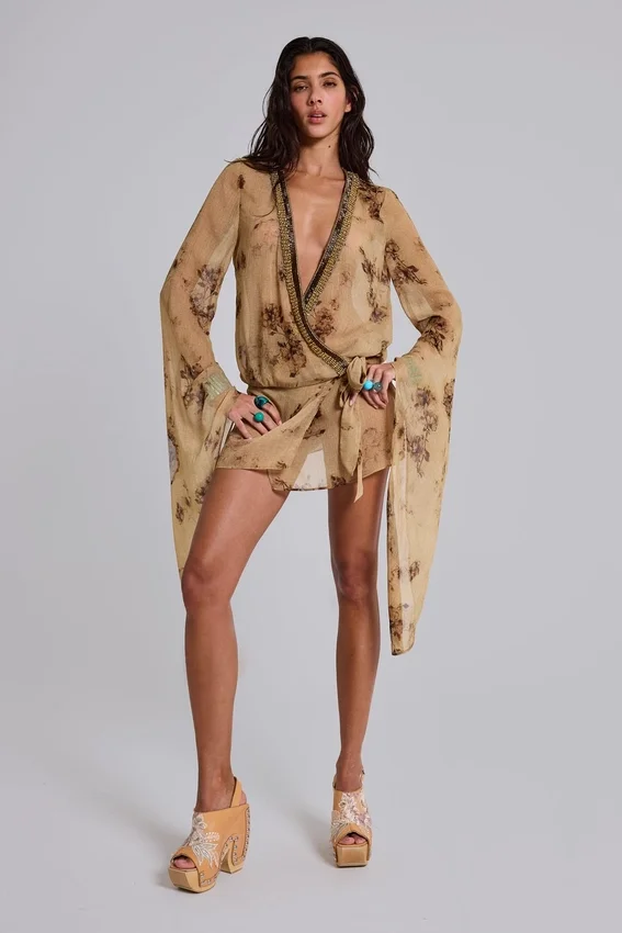 Minivestido cruzado de gasa «Iberis»