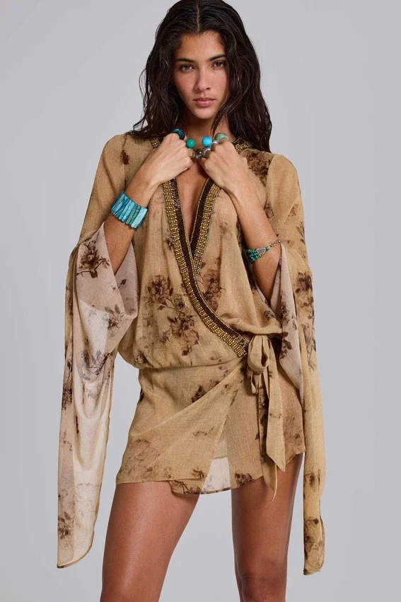 Minivestido cruzado de gasa «Iberis»
