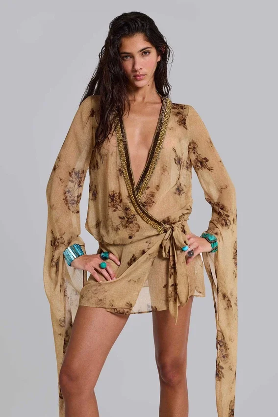 Minivestido cruzado de gasa «Iberis»