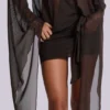 Minivestido de malla con escote pronunciado Aria en marrón
