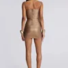 Minivestido «Idol» de estilo vendaje metalizado en color bronce