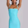 Minivestido «Idol» tipo vendaje en turquesa