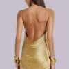 Minivestido Lavinia con flecos y espalda descubierta en dorado