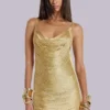 Minivestido Lavinia con flecos y espalda descubierta en dorado
