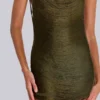 Minivestido «Lavinia» sin espalda con flecos en color caqui