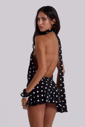 Minivestido sin espalda Enya con lunares XL
