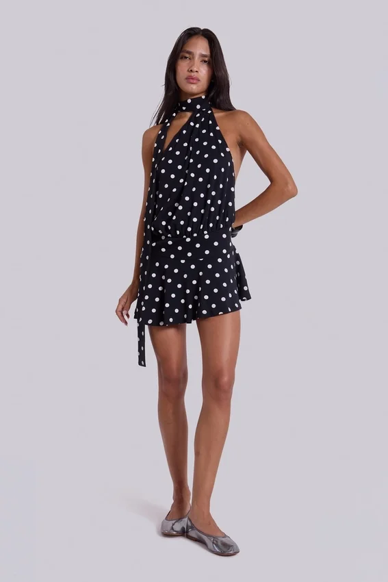 Minivestido sin espalda Enya con lunares XL