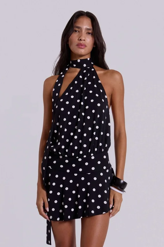 Minivestido sin espalda Enya con lunares XL