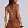 Minivestido sin espalda Hina con ribetes de abalorios
