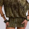 Minivestido sin espalda «Ophidian» en devoré con estampado de cocodrilo