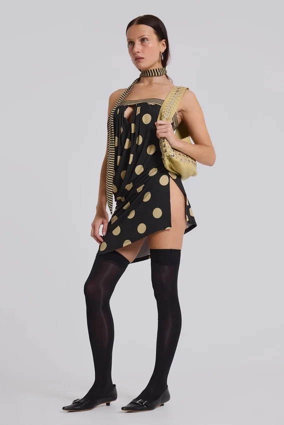 Minivestido sin tirantes Lola con estampado de lunares y rayas