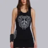 Minivestido tipo chaleco con flor de lis de strass de Rock Revival