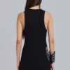 Minivestido tipo chaleco con flor de lis de strass de Rock Revival