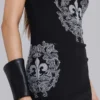 Minivestido tipo chaleco con flor de lis de strass de Rock Revival