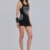 Minivestido tipo chaleco con flor de lis de strass de Rock Revival