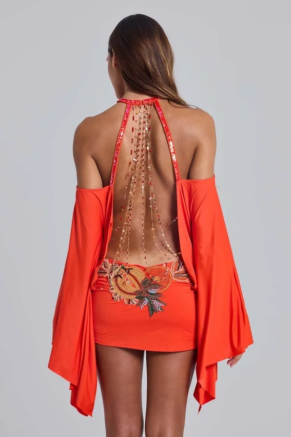 Minivestido tropical con adornos de Alula