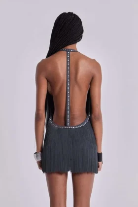 Minivestido «Vadra» con flecos y espalda descubierta