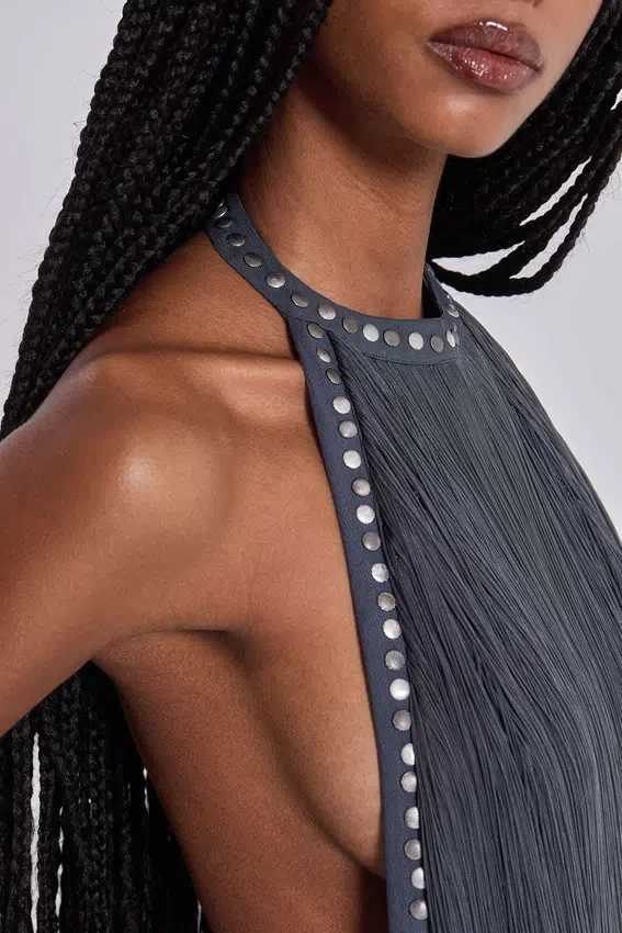 Minivestido «Vadra» con flecos y espalda descubierta