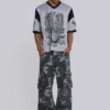 Pantalón cargo negro lavado con estampado de camuflaje «Trooper»