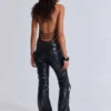 Pantalones bootcut «Drift» con tachuelas en negro carbón