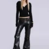 Pantalones bootcut «Drift» con tachuelas en negro carbón