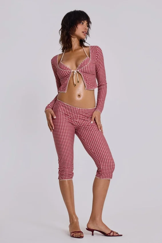 Pantalones capri de baño a cuadros de Freda