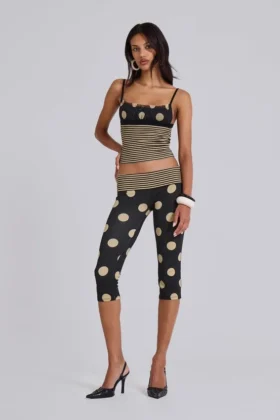 Pantalones capri Lola con vuelta en rayas y lunares