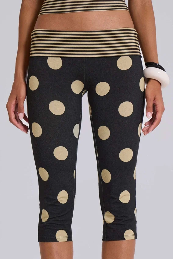 Pantalones capri Lola con vuelta en rayas y lunares