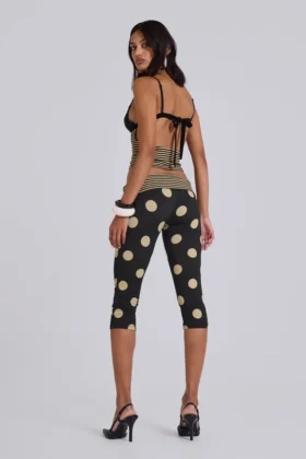 Pantalones capri Lola con vuelta en rayas y lunares