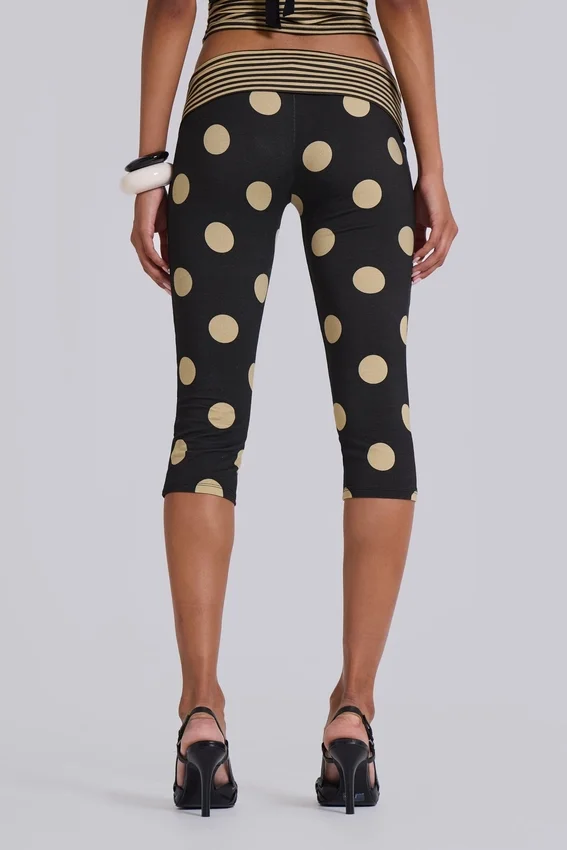 Pantalones capri Lola con vuelta en rayas y lunares
