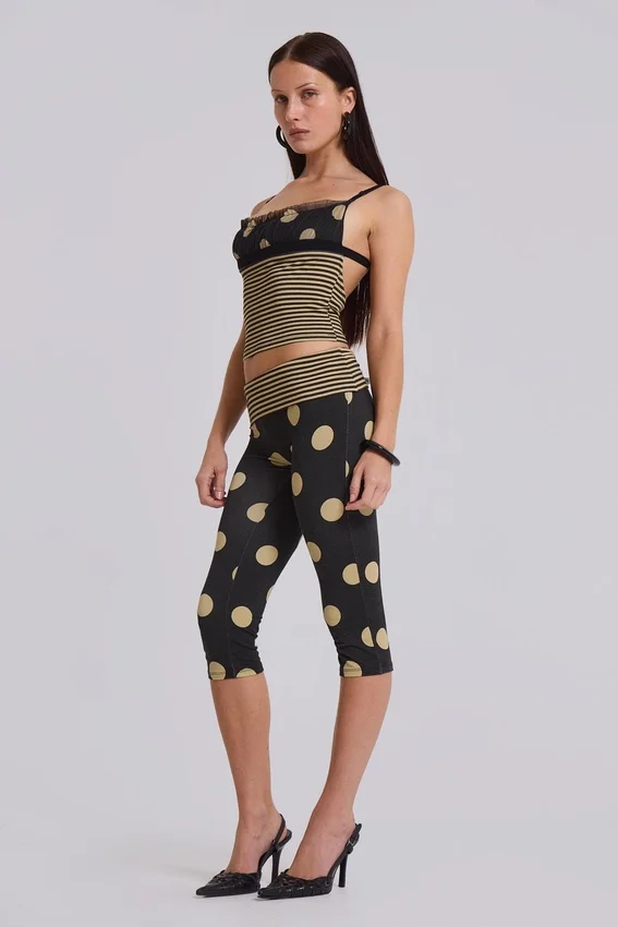 Pantalones capri Lola con vuelta en rayas y lunares