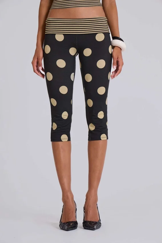 Pantalones capri Lola con vuelta en rayas y lunares