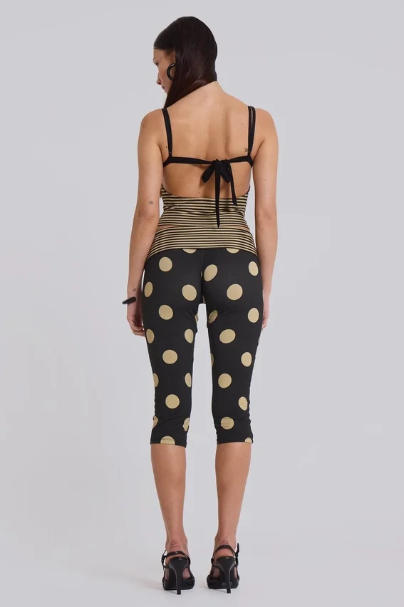 Pantalones capri Lola con vuelta en rayas y lunares