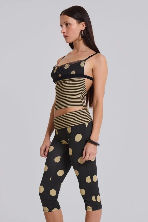 Pantalones capri Lola con vuelta en rayas y lunares