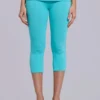 Pantalones capri «Quinn» de jersey con tachuelas en turquesa