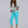 Pantalones capri «Quinn» de jersey con tachuelas en turquesa