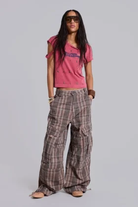 Pantalones cargo Cadet a cuadros marrones