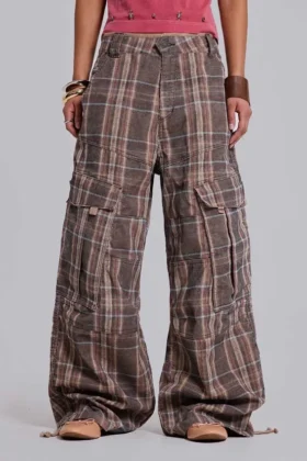 Pantalones cargo Cadet a cuadros marrones