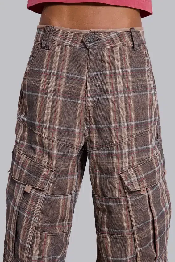 Pantalones cargo Cadet a cuadros marrones