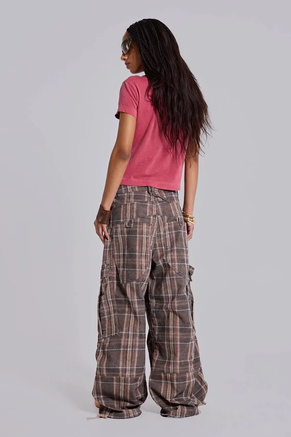 Pantalones cargo Cadet a cuadros marrones