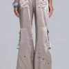 Pantalones cargo de satén con tachuelas Briony