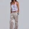 Pantalones cargo de satén con tachuelas Briony